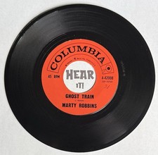 Superb Haunting Country 45 MARTY ROBBINS Ghost Train / Jimmy COLUMBIA hear EX NM picture