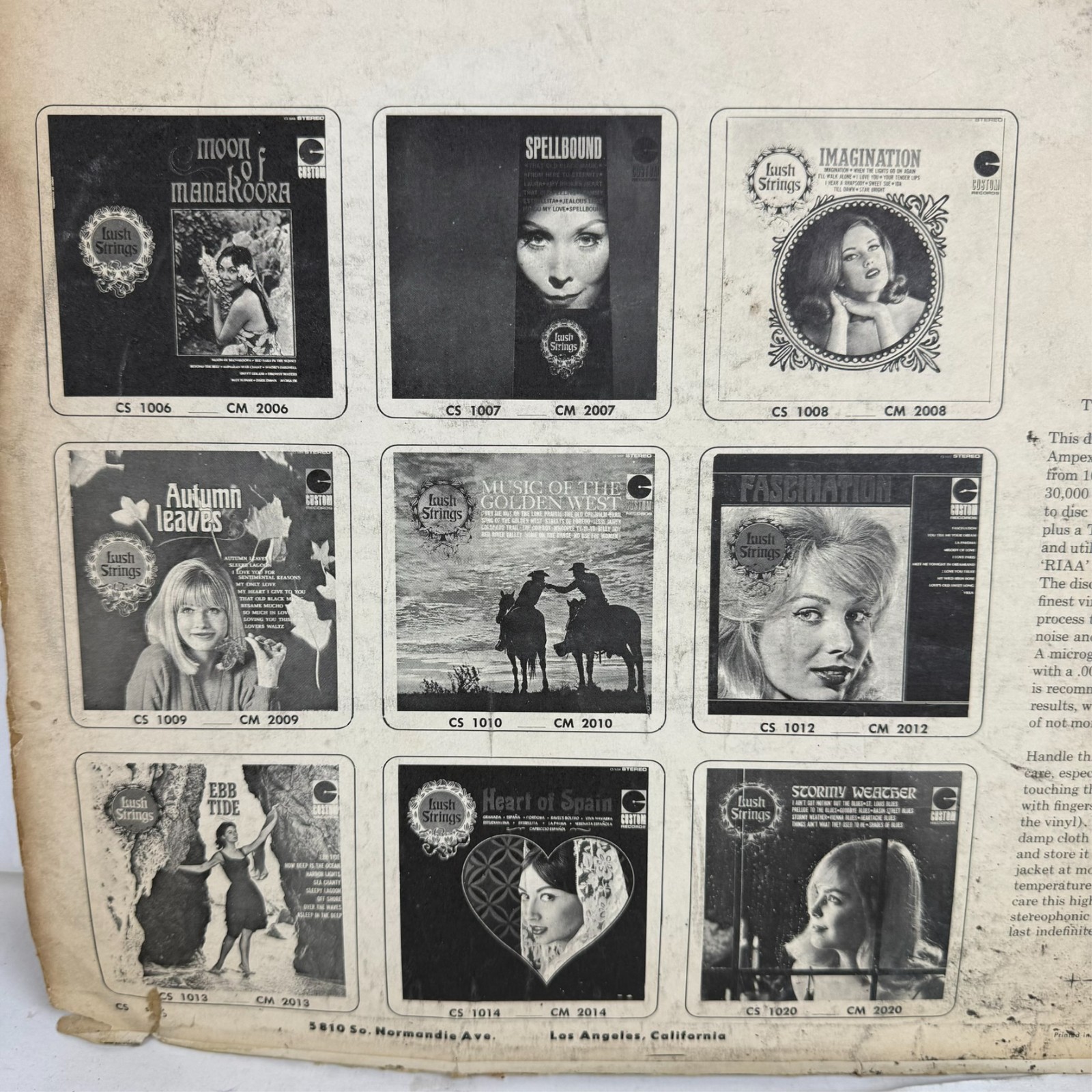 ⚠️Vinyl Poster Cover Only⚠️ VINTAGE CUSTOM RECORDS POSTER INSERT LP JACKET FLYER