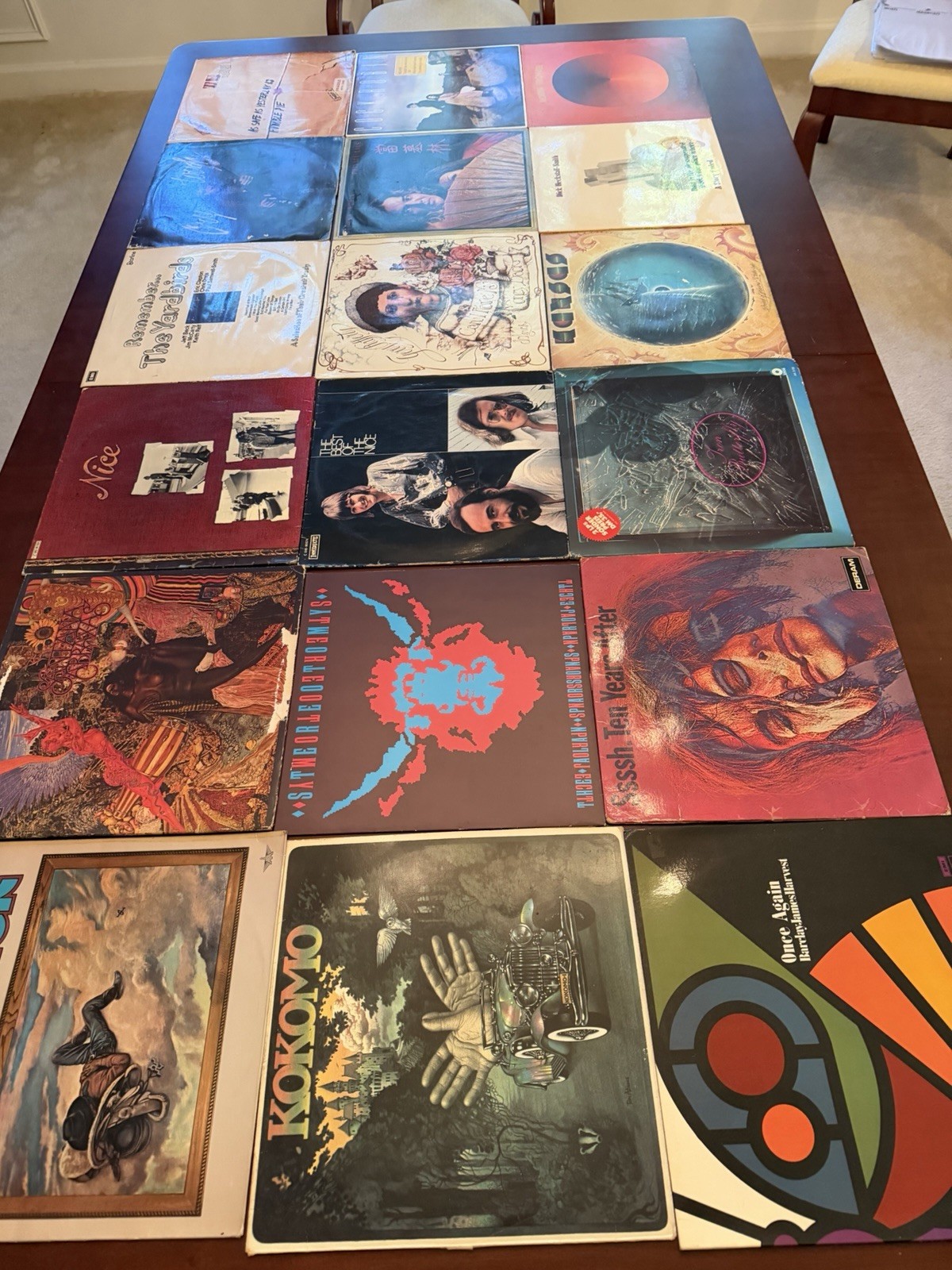 Vintage Rock Vinyl Lot 18 Albums 19 LPs Santana Kansas Yardbirds Humble Pie Prog