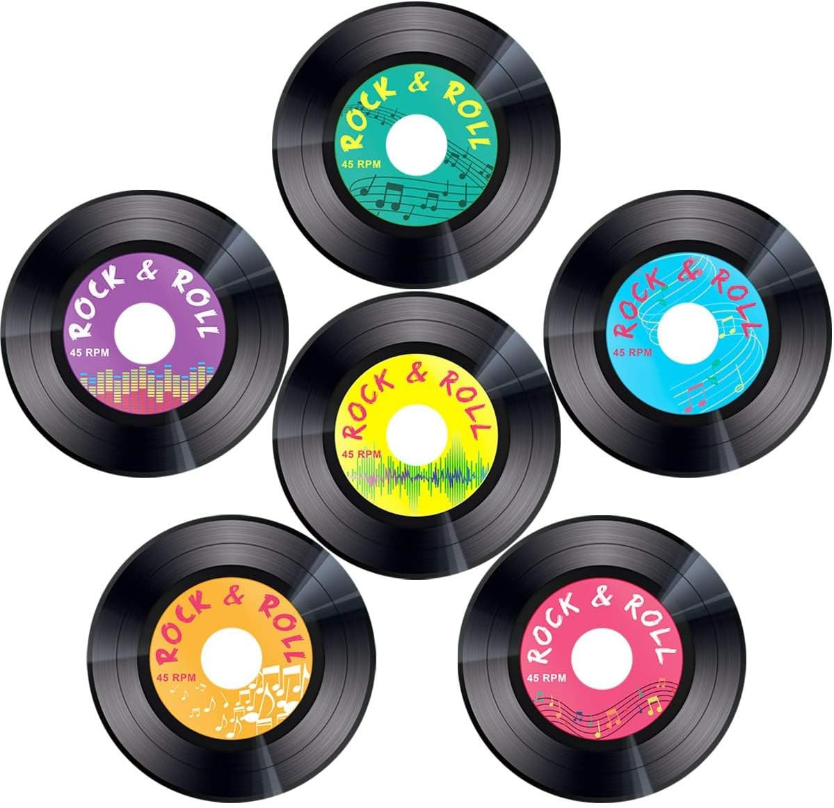 30pcs Record Cutouts 1950's Rock And Roll Music Party Two Sided Decoration 7 Inc