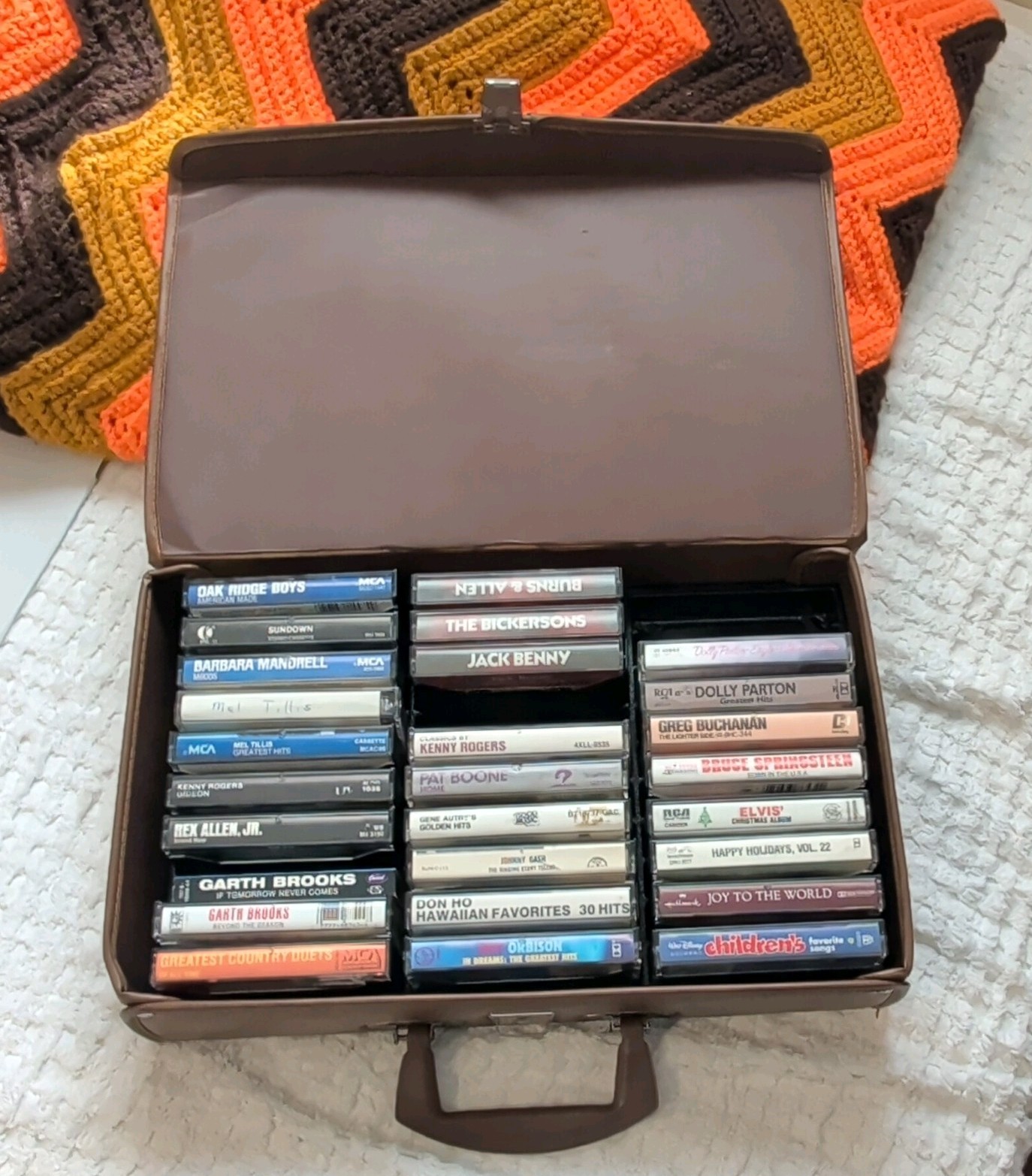 Vintage 30 Cassette Tape LOT Full Case 27 Variety of Casseettes 