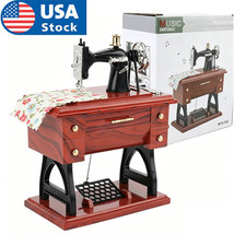 Mini Vintage Sewing Machine Music Box Clockwork Desk Decoration Birthday Gift picture
