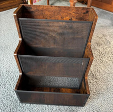 Vinyl Record Storage Holder, Stepped 3 Tier LP Vinyl Record Crate, Metal Grid picture