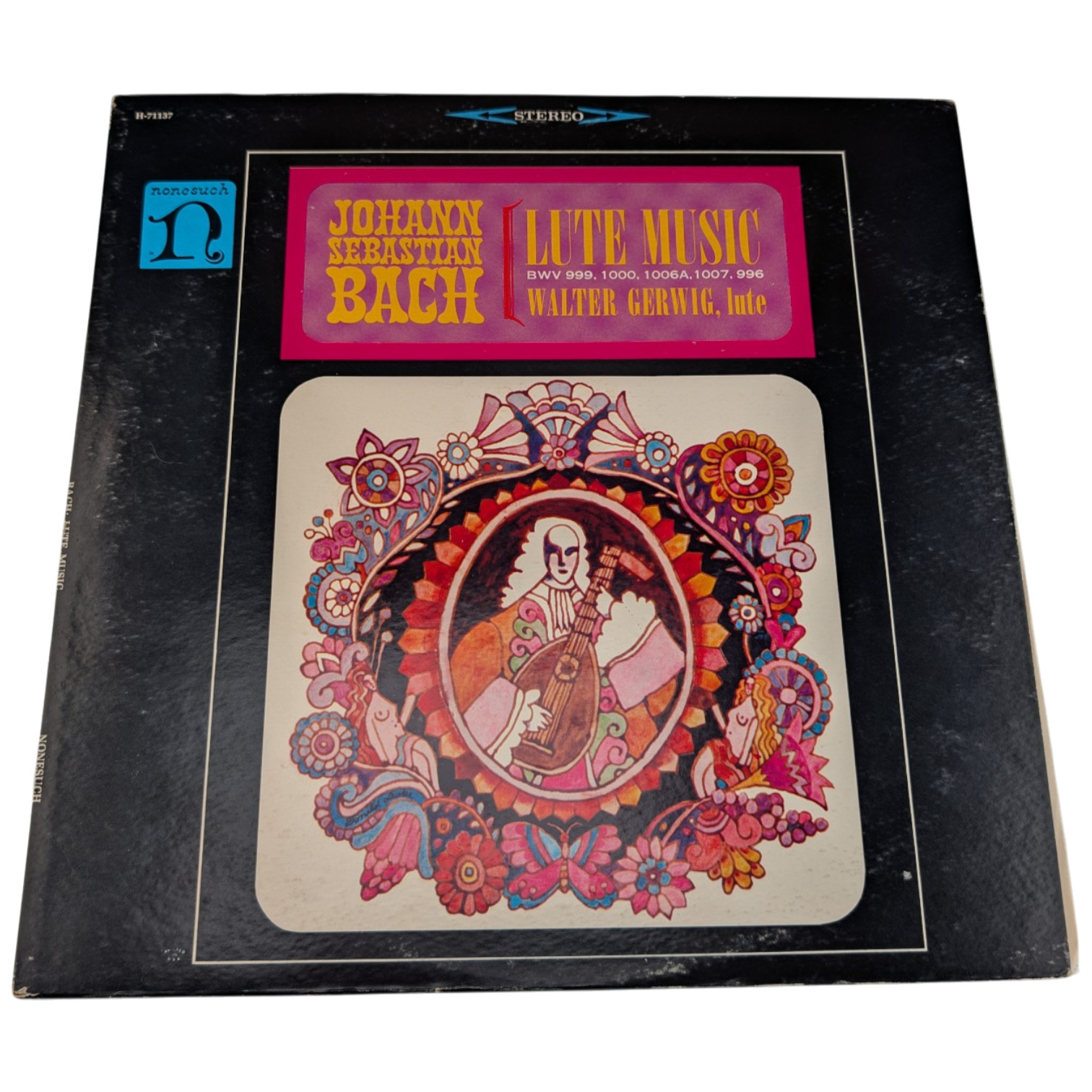 Johann Sebastian Bach Lute Music LP Walter Gerwig Nonesuch Stereo H-71137 EX/VG