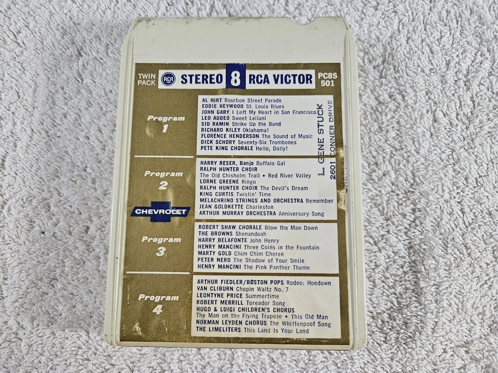 1967 Chevrolet 8-Track Tape. Professionally Rebuilt. PC8S-501