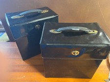 Lot of 2 Vintage Empty 45 RPM Storage Cases - record carrying totes Vinyl picture
