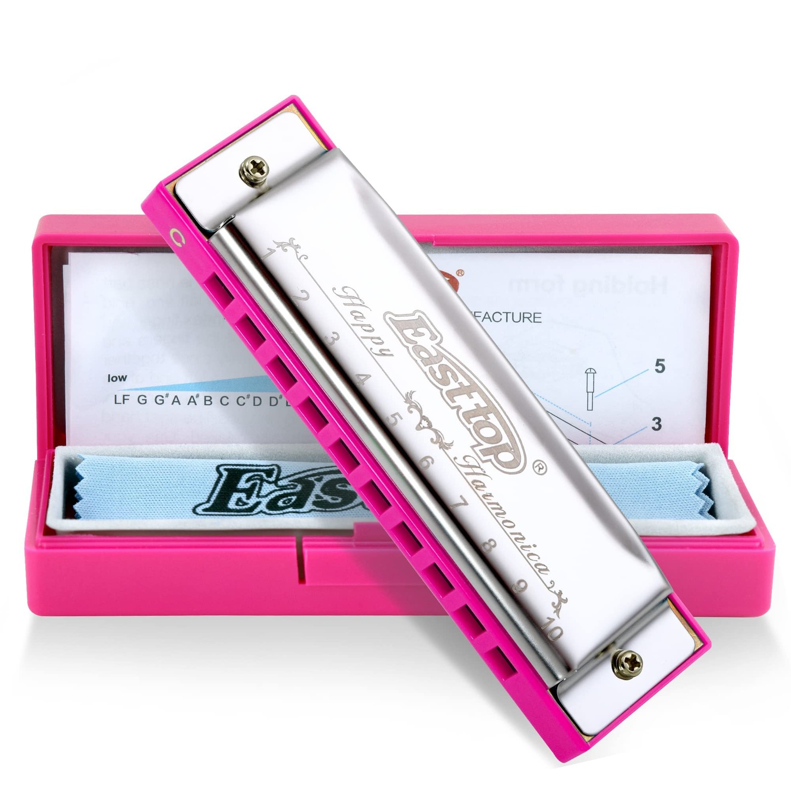 East Top Harmonica Blues Harmonica For Beginners, C Key, 10 Holes, 20 Tones, Cl_