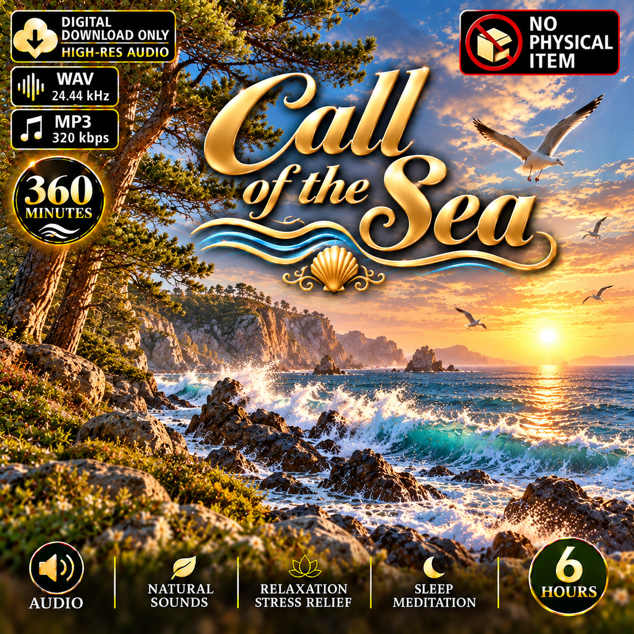 Call Of The Sea Nature Sounds Meditation Relaxation, 360 min, Digital Download