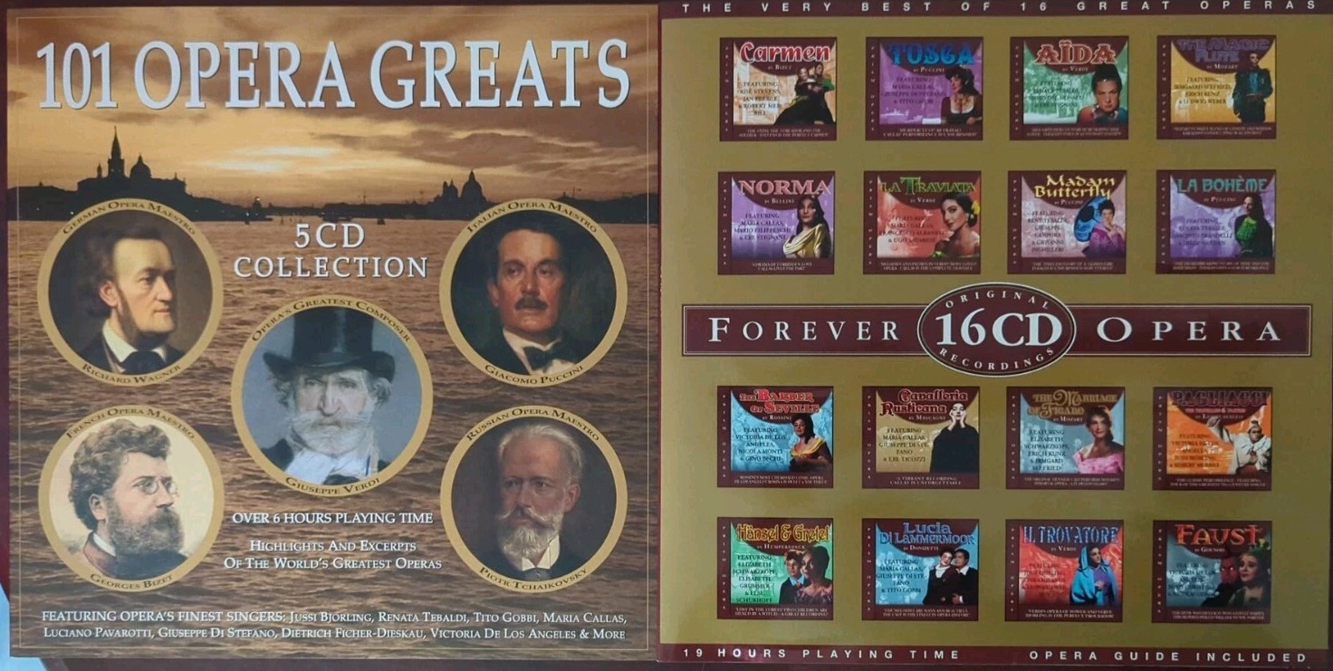 101 Opera Greats 5-Disc CD Set +Forever Opera 16-Disc CD Set, Classical Classics