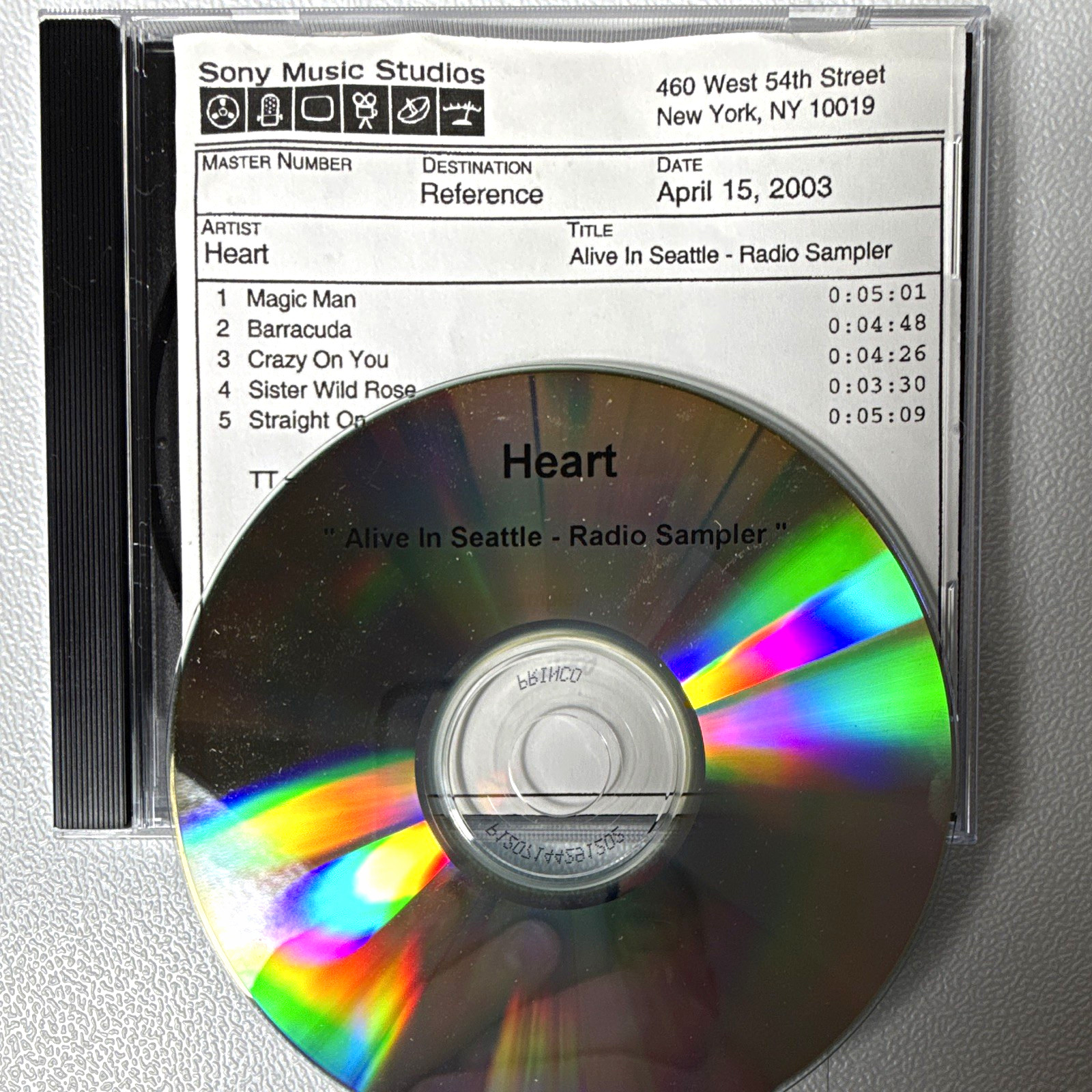 HEART Alive in Seattle 2003 5-Track PROMO CD-R Reference Master Joseph Palmaccio