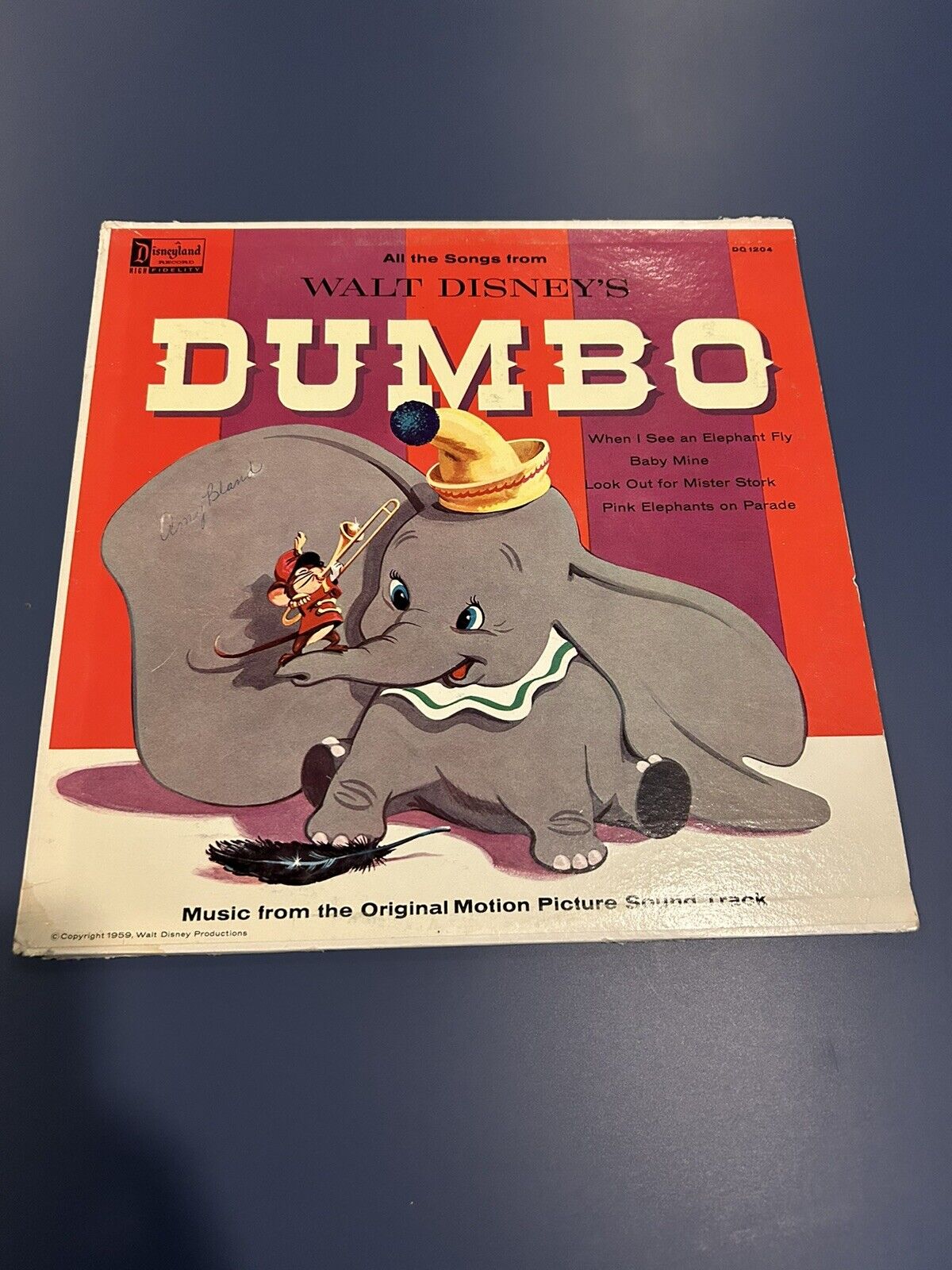 1959 Walt Disney's Dumbo Disneyland DQ 1204 Vinyl Record VG Elephant