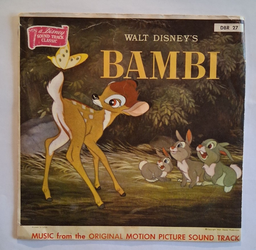 Disneyland DBR-27 Walt Disney\'s BAMBI SOUNDTRACK HTF COVER EXC/EXC+ Record EP