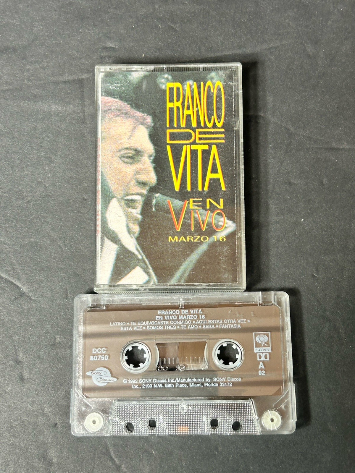 FRANCO DE VITA EN VIVO MARZO MARCH 16 COLOMBIA SONY CASSETTE USED RARE