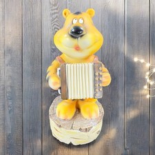 Vintage Resin Tiger Musician Playing the Accordion Harmonica Decorative Figurine picture