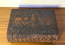Vintage Reuge Swiss Music Box Polish National Anthem Carved Wood Horse Folk Art picture