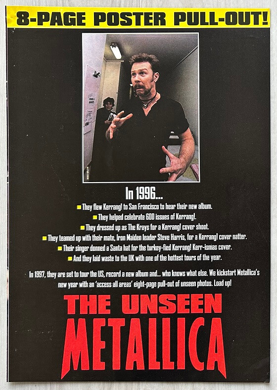 THE UNSEEN METALLICA ~ 1997 8-Page poster pullout 