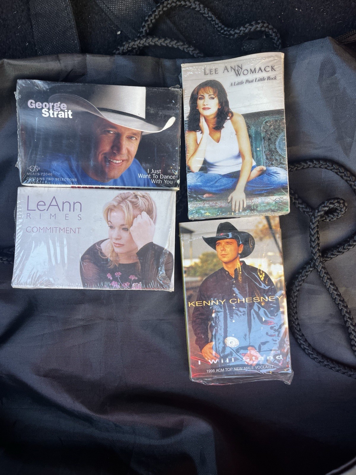 Country Cassette Singles Lot of 4- SEALED-Strait, Rhimes, Chesney & Womack MINT