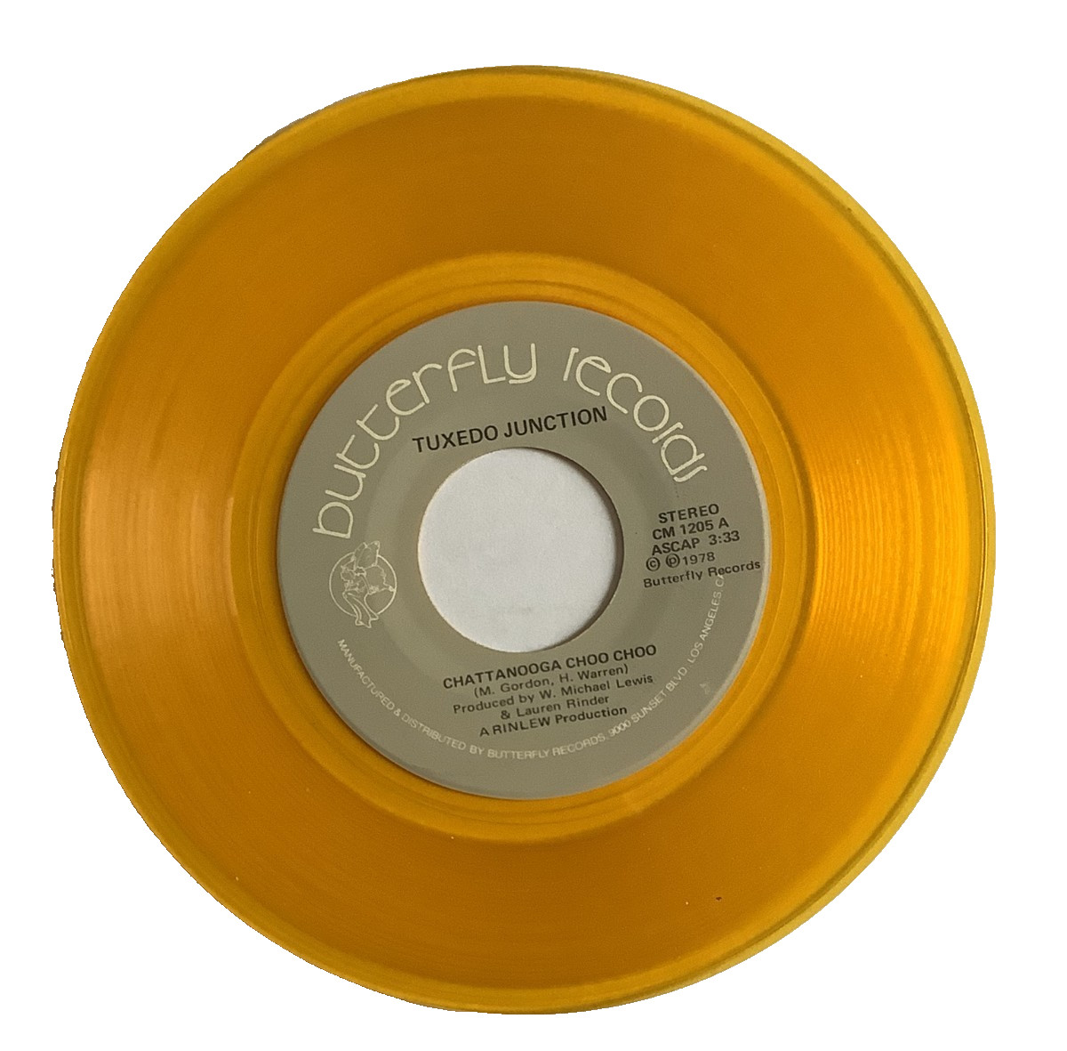 TUXEDO JUNCTION CHATTANOOGA CHOO CHOO DON'T KNOW ABOUT YOU 45 RPM YELLOW VINYL