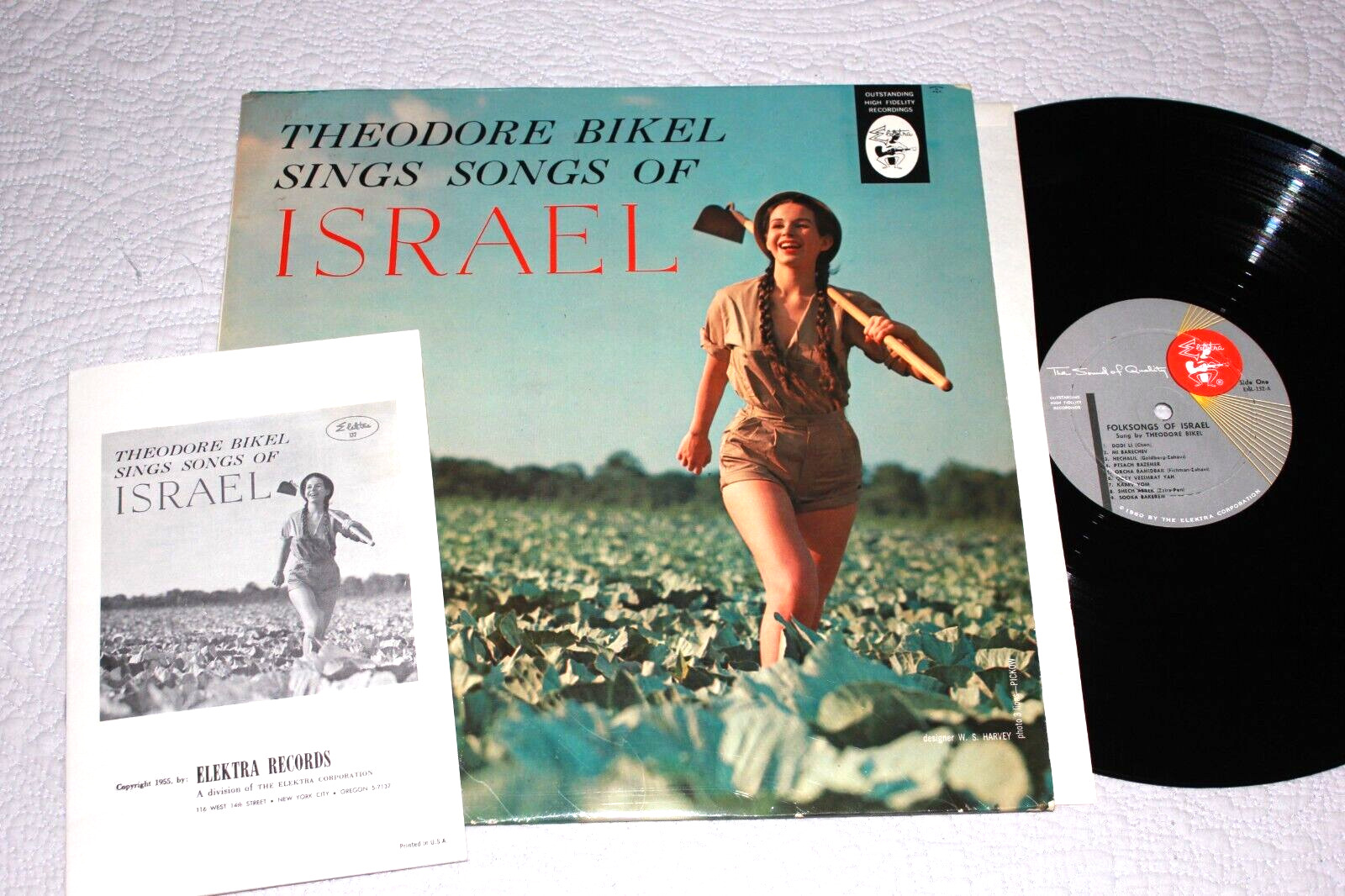 THEODORE BIKEL - Sings Folk Songs of Israel (1960 Vinyl LP + lyric book) EX/EX