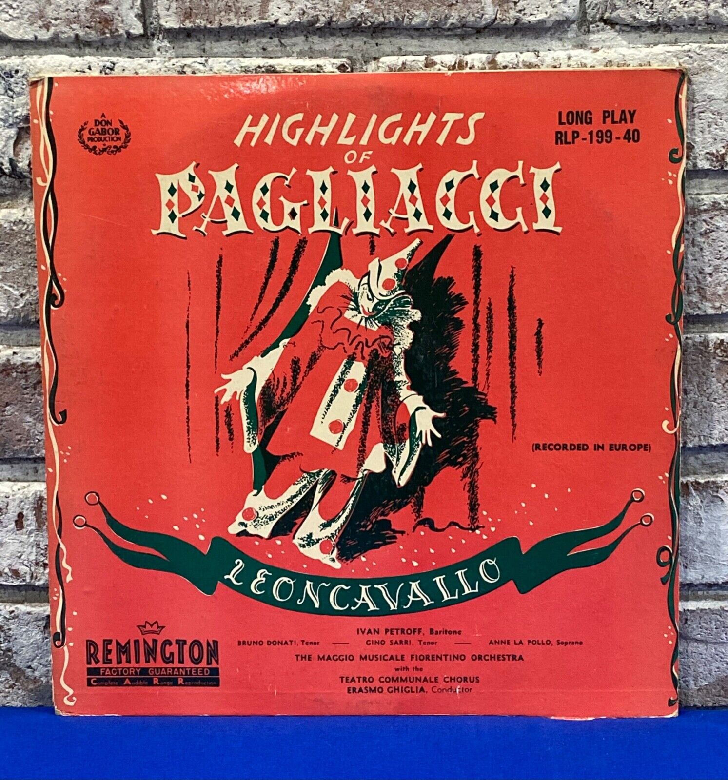 Highlights of Pagliacci Leoncavallo Long Play Musical 1951 Antique Vinyl Record