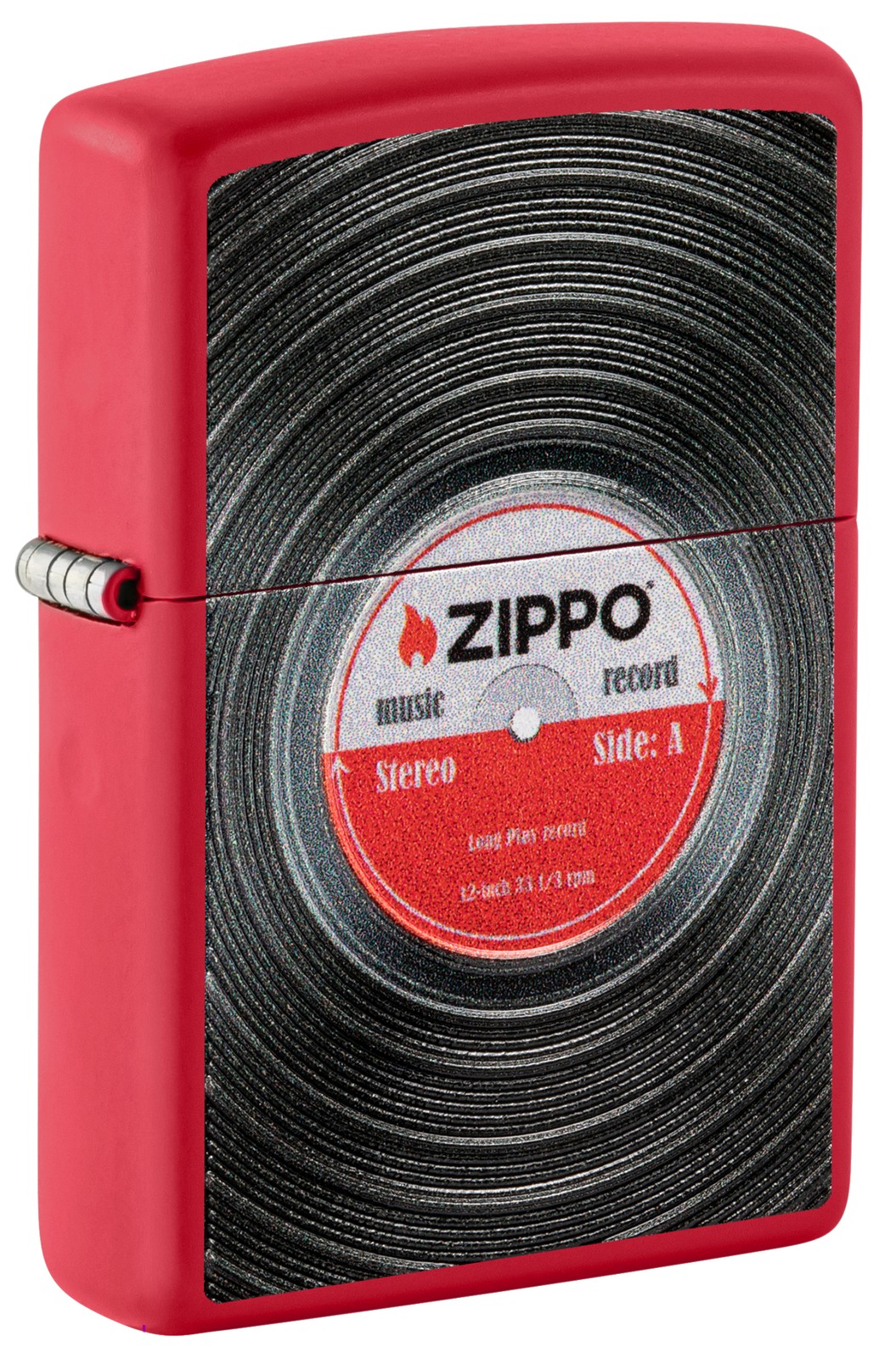 Zippo Vinyl Record Red Matte Windproof Pocket Lighter, 233-103047