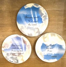 Vintage Amazing Grace Lyrics Decorative Plates Set of 3, Blue Cloud Design picture