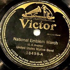 Vintage Victor 18498 78RPM Record National Emblem March Marine Band Arthur Pryor picture