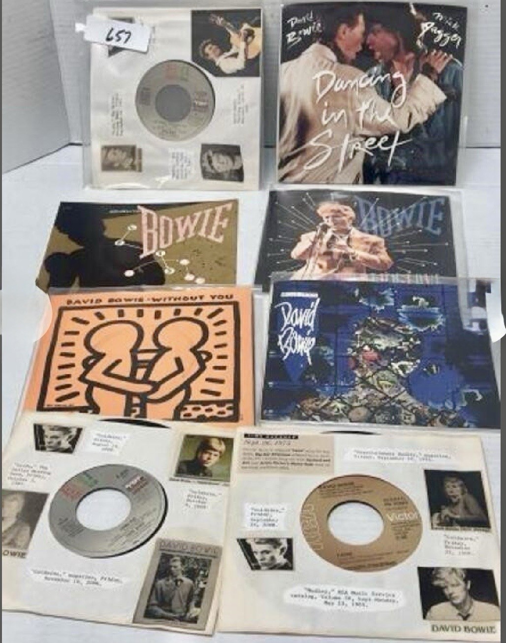 Vintage David Bowie 45 RPM Records Lot 1970s 80s Fame China Girl Picture Sleeves