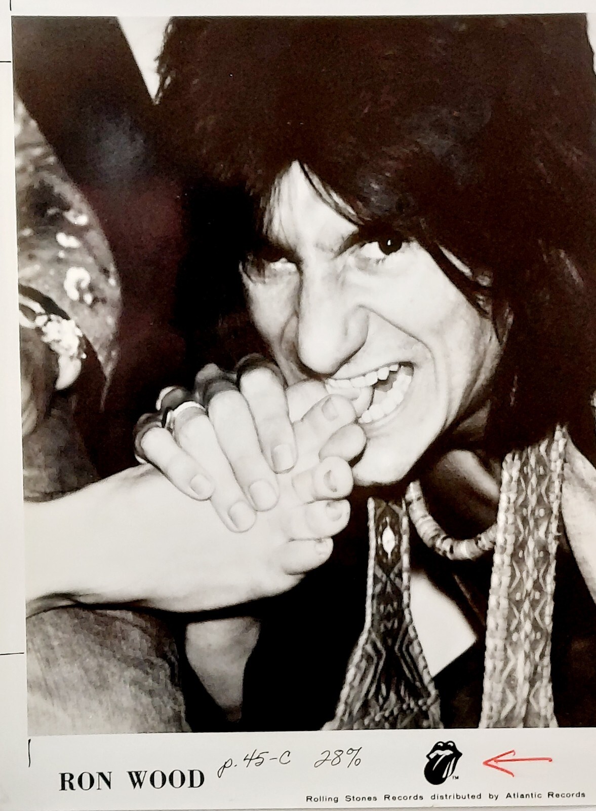 RARE RON WOOD ROLLING STONES Vintage 8x10 Publicity Photo W/Editor Markings