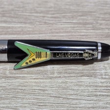 Hard Rock Cafe Las Vegas Pen VTG Style Flying V Guitar In Cigar Tube Holder picture