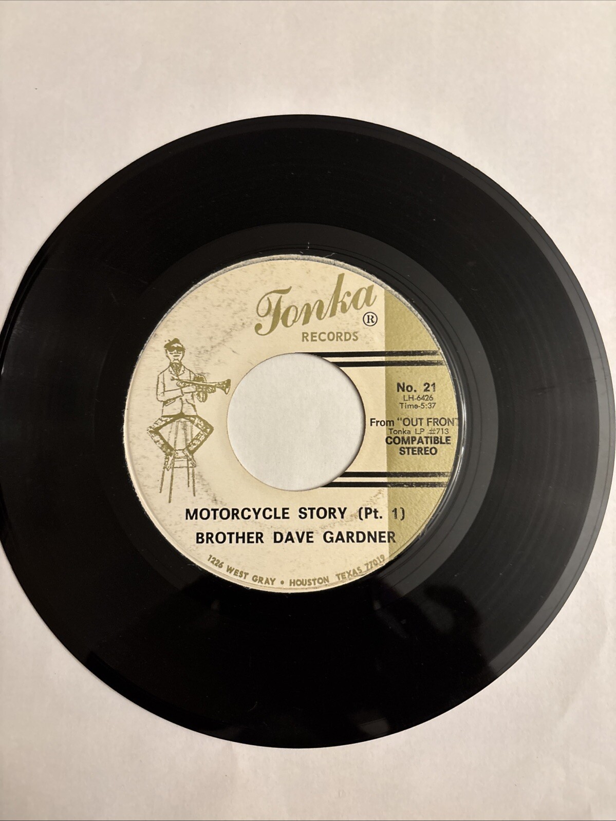 Brother Dave Gardner MOTORCYCLE STORY PT. 1&2 (POP 45) Vinyl Record