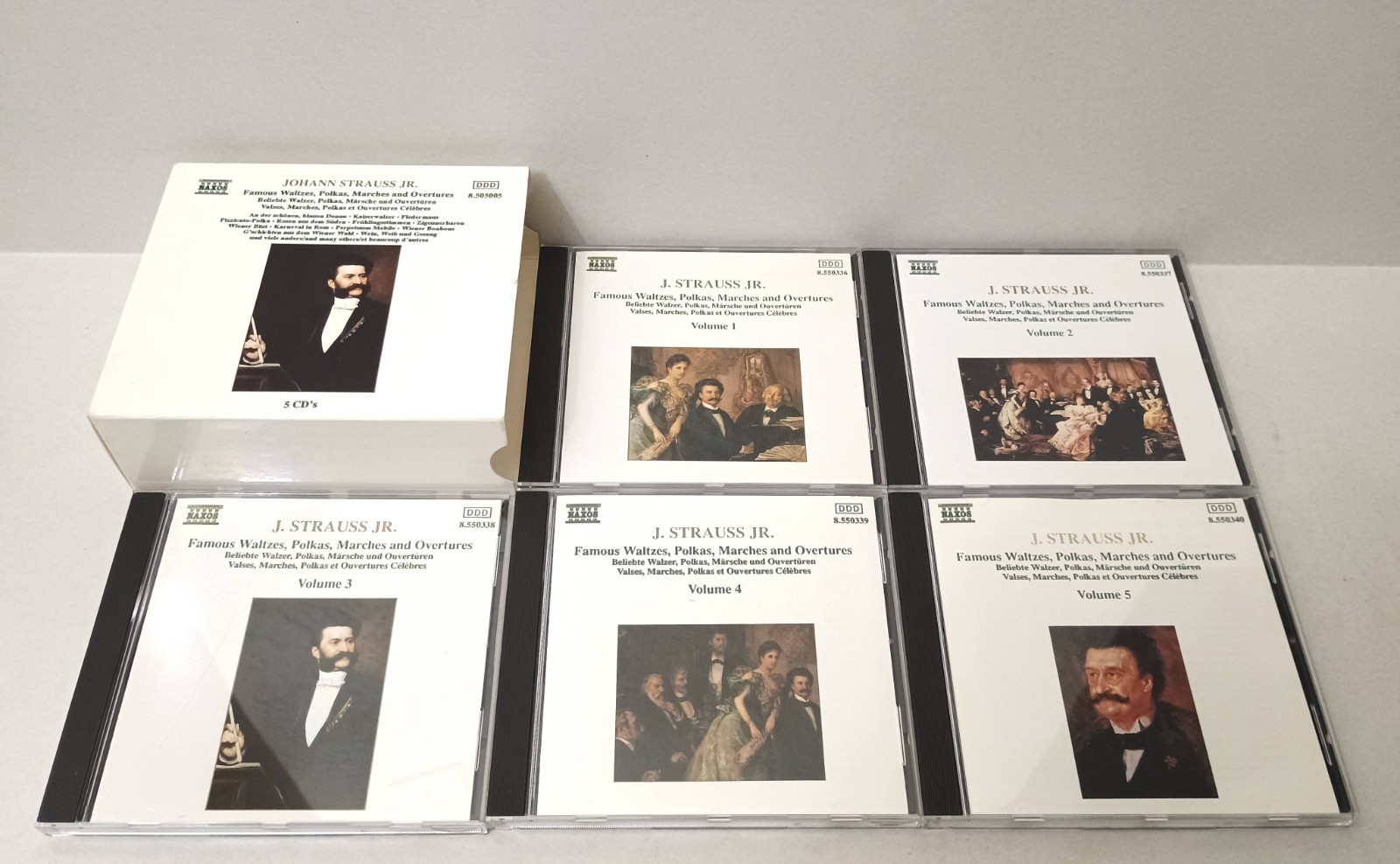 Johann Strauss Jr. – Famous Waltzes, Polkas, Marches And Overtures 5 CD Box Set