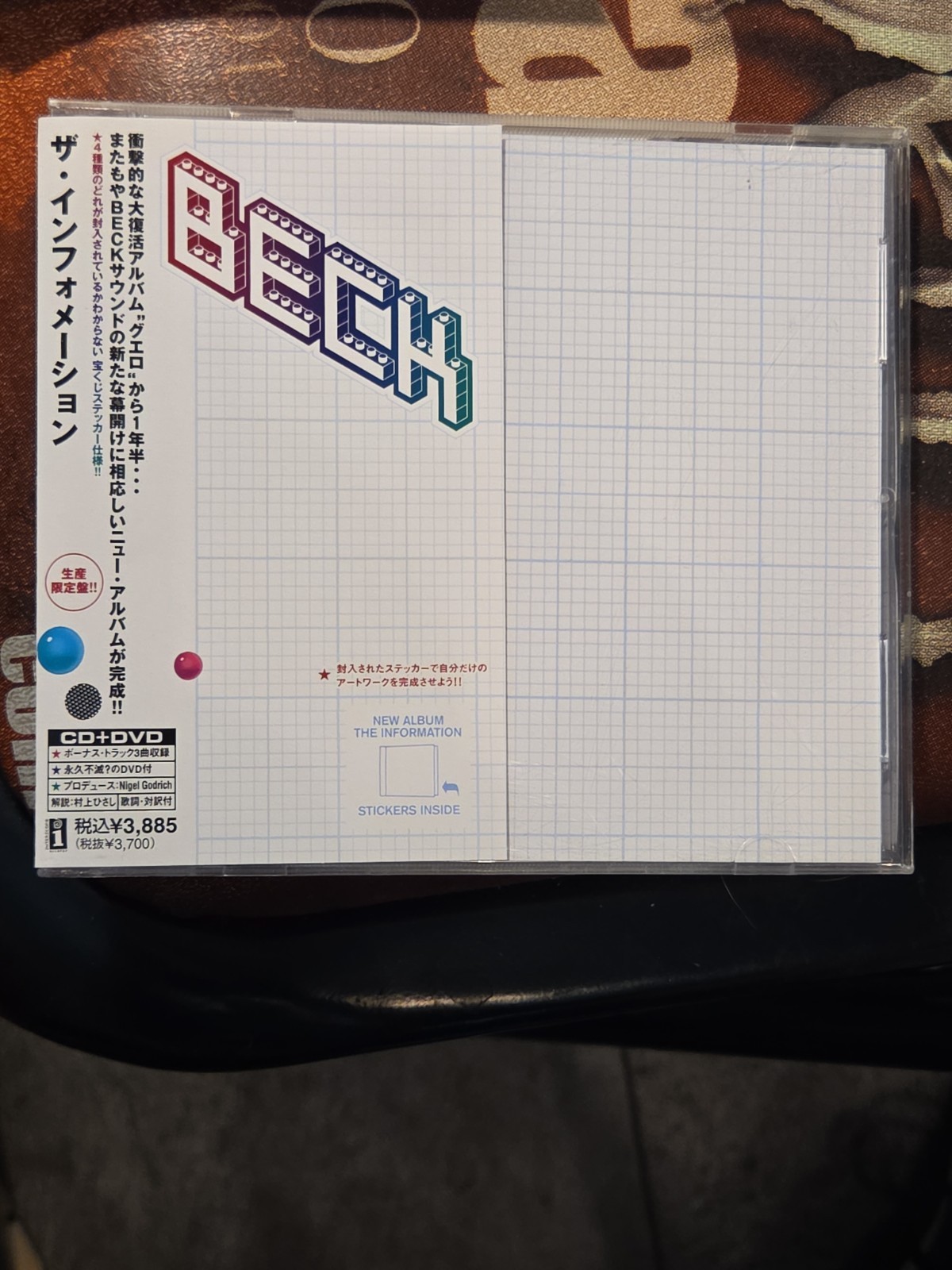 Beck The Information JAPAN CD DVD UICZ 1231 OBI Sticker Sheet 1st Press 3 Bonus