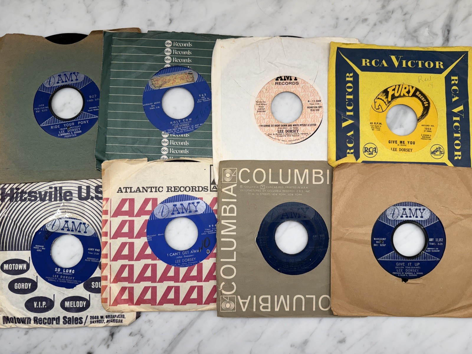 Lee Dorsey LOT of 8 RARE 45s Fury Amy promo Give it Up Candy Yam Ya Ya 