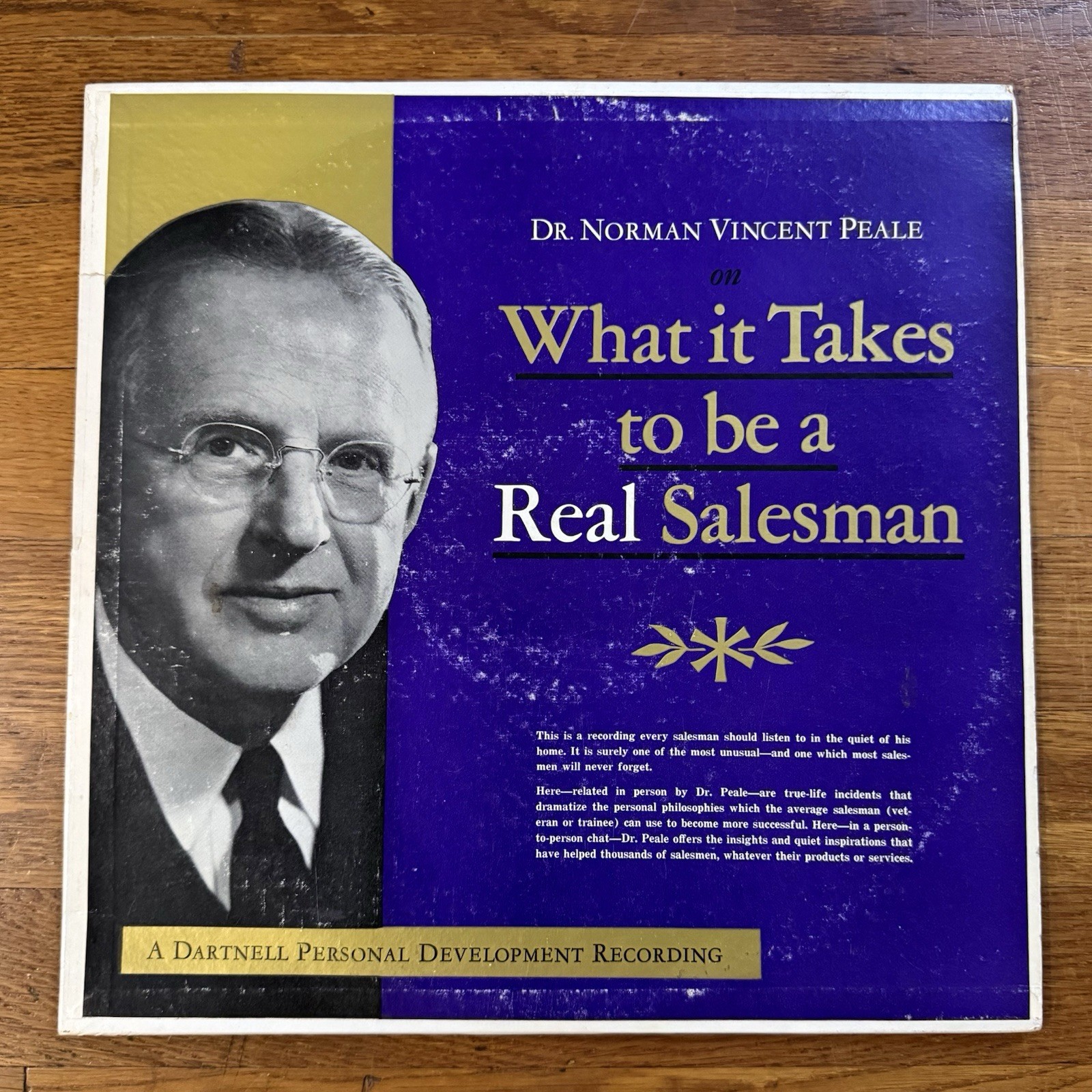 Dr. Norman Vincent Peale Vinyl Record “What It Takes To Be a Real Salesman” RARE