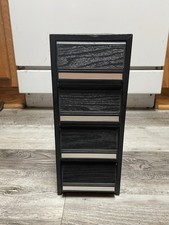 Vintage Black Vertical Faux Wood 4-Drawer CASSETTE Storage Case Holds 52 Tapes picture