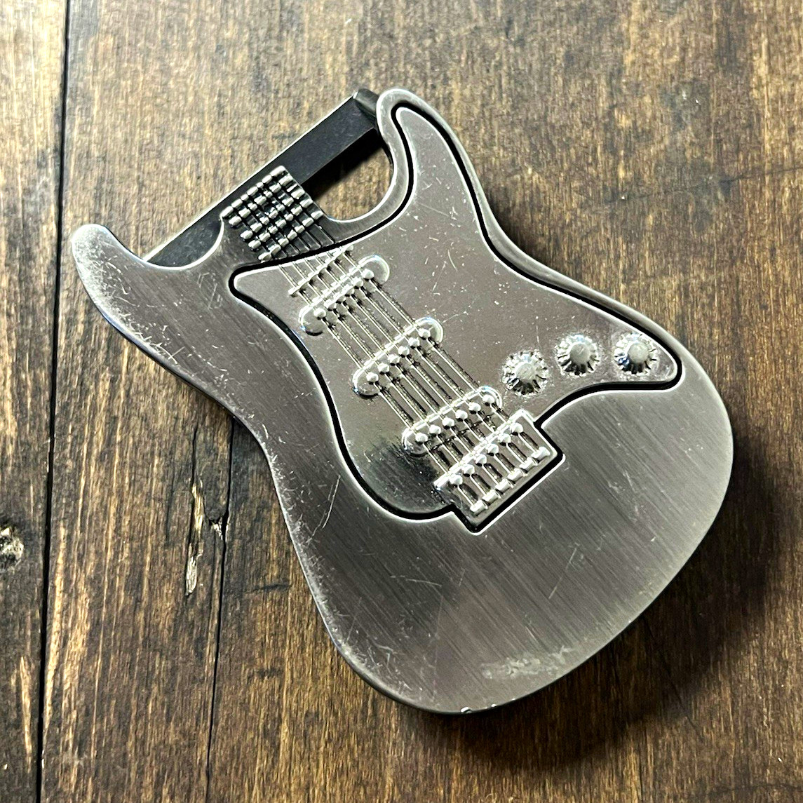 Guitar Shaped Metal Bottle Opener, Breweriana Theme, Made in China