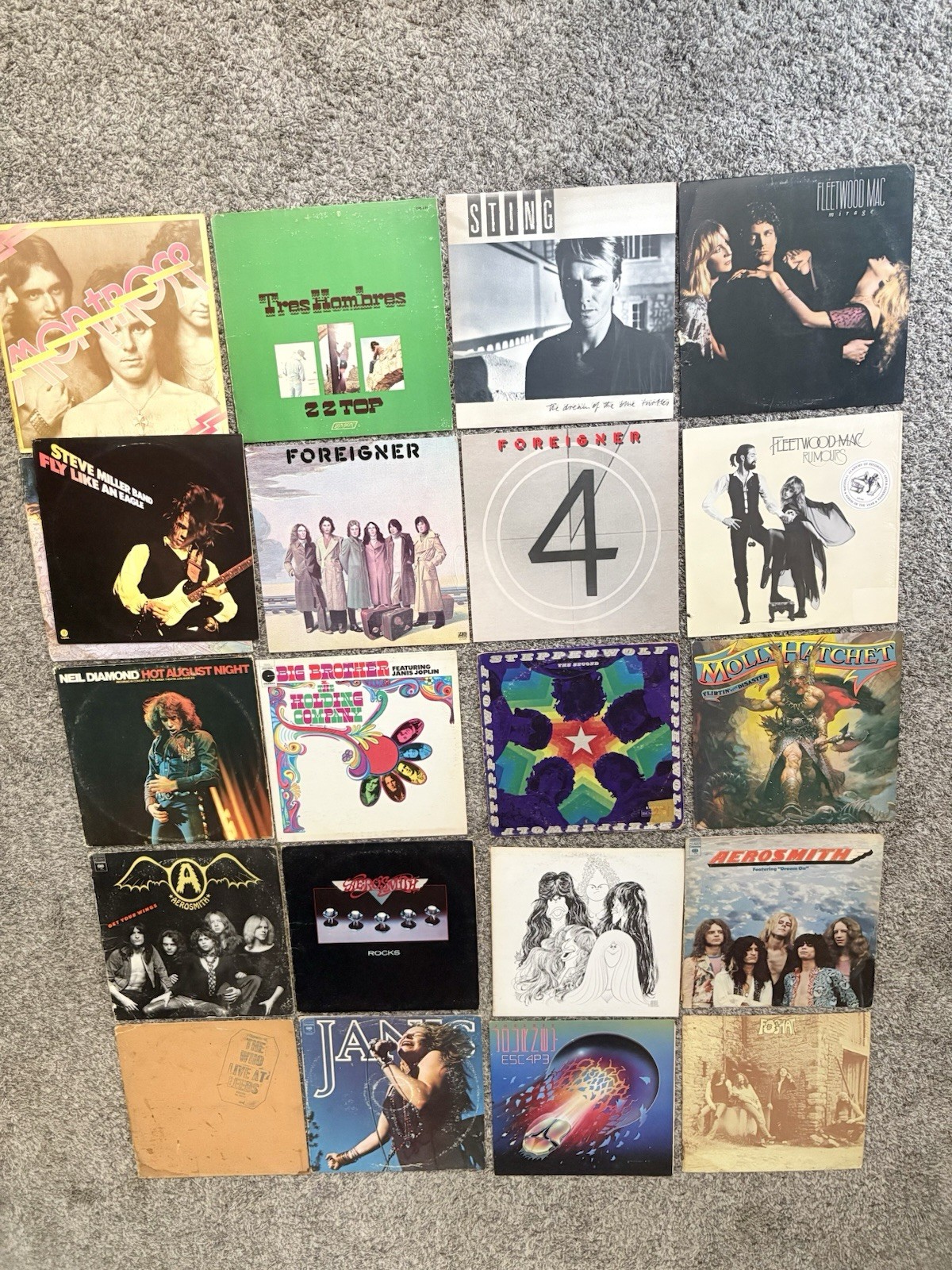 vintage vinyl collection of 20 classic rock