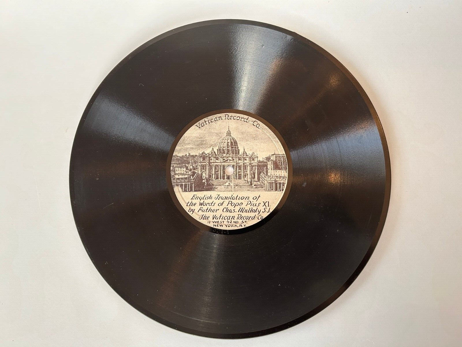 78 RPM - POPE PIUS XI - in Latin & English - 1931 ADDRESS in NEW YORK