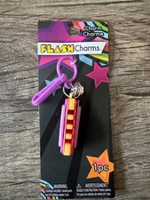 Flash Charms Plastic Harmonica with Bell & Clip New on Card picture