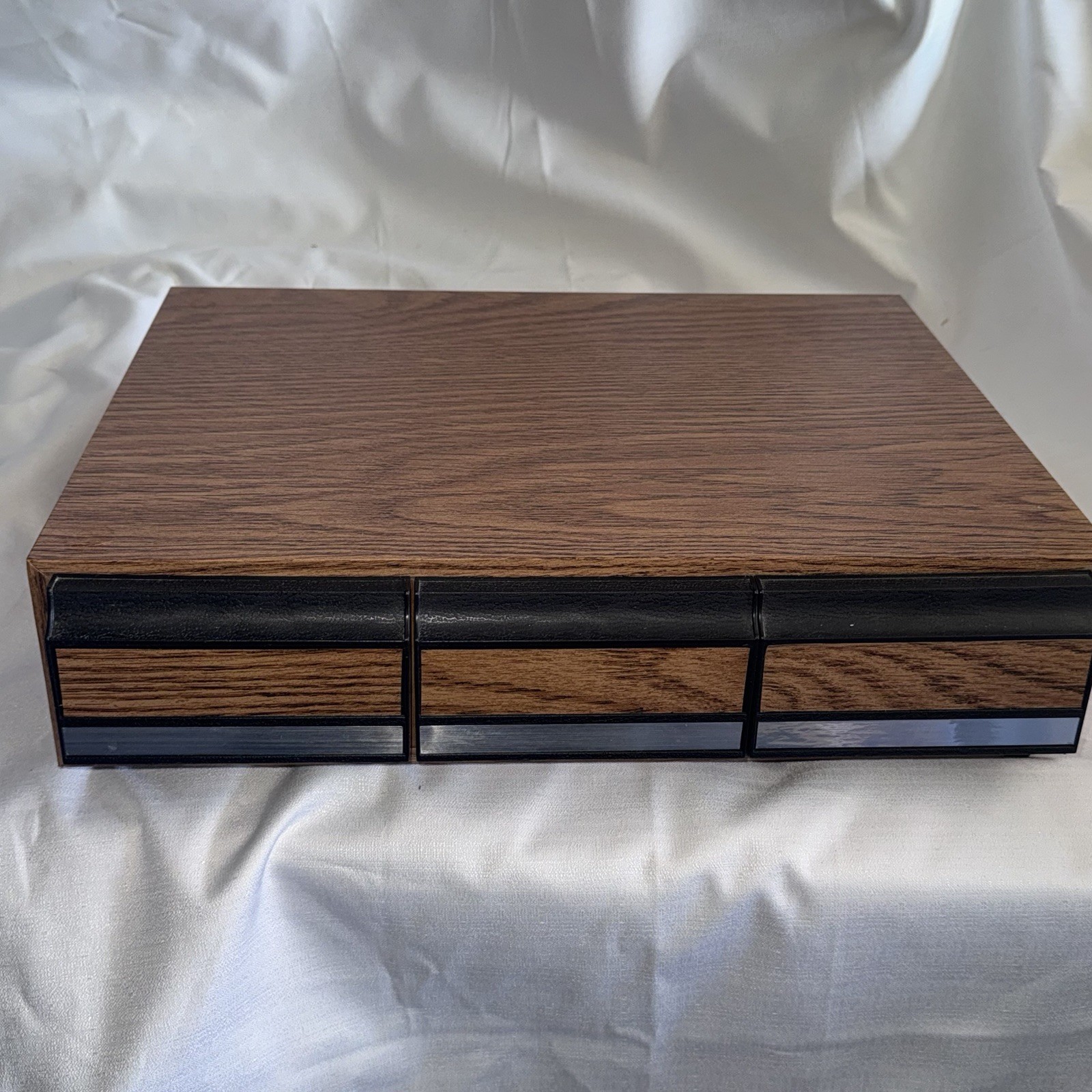 Vintage Cassette Tape 3 Drawer Holder  Storage Case Wood Grain 42 Slots WM-T