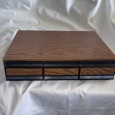 Vintage Cassette Tape 3 Drawer Holder  Storage Case Wood Grain 42 Slots WM-T picture