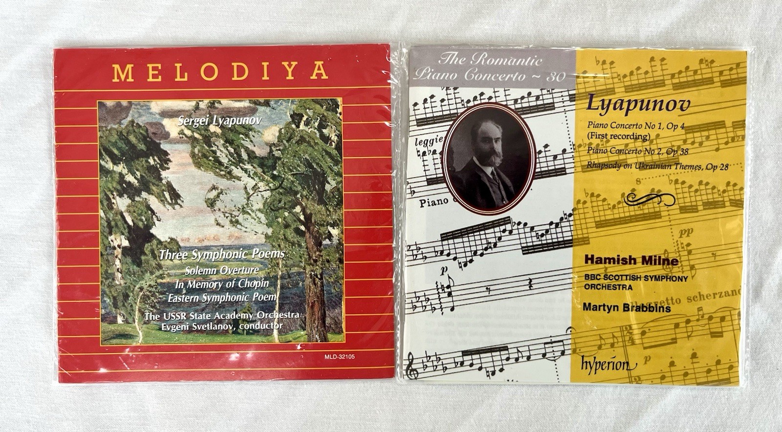 Lot 2 Sergei Lyapunov CDs Classical Piano Concertos MINT DISCS No Jewel Cases