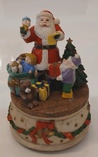 Vintage Christmas Santa Music Box Jingle Bells Holiday Decor Gifts picture