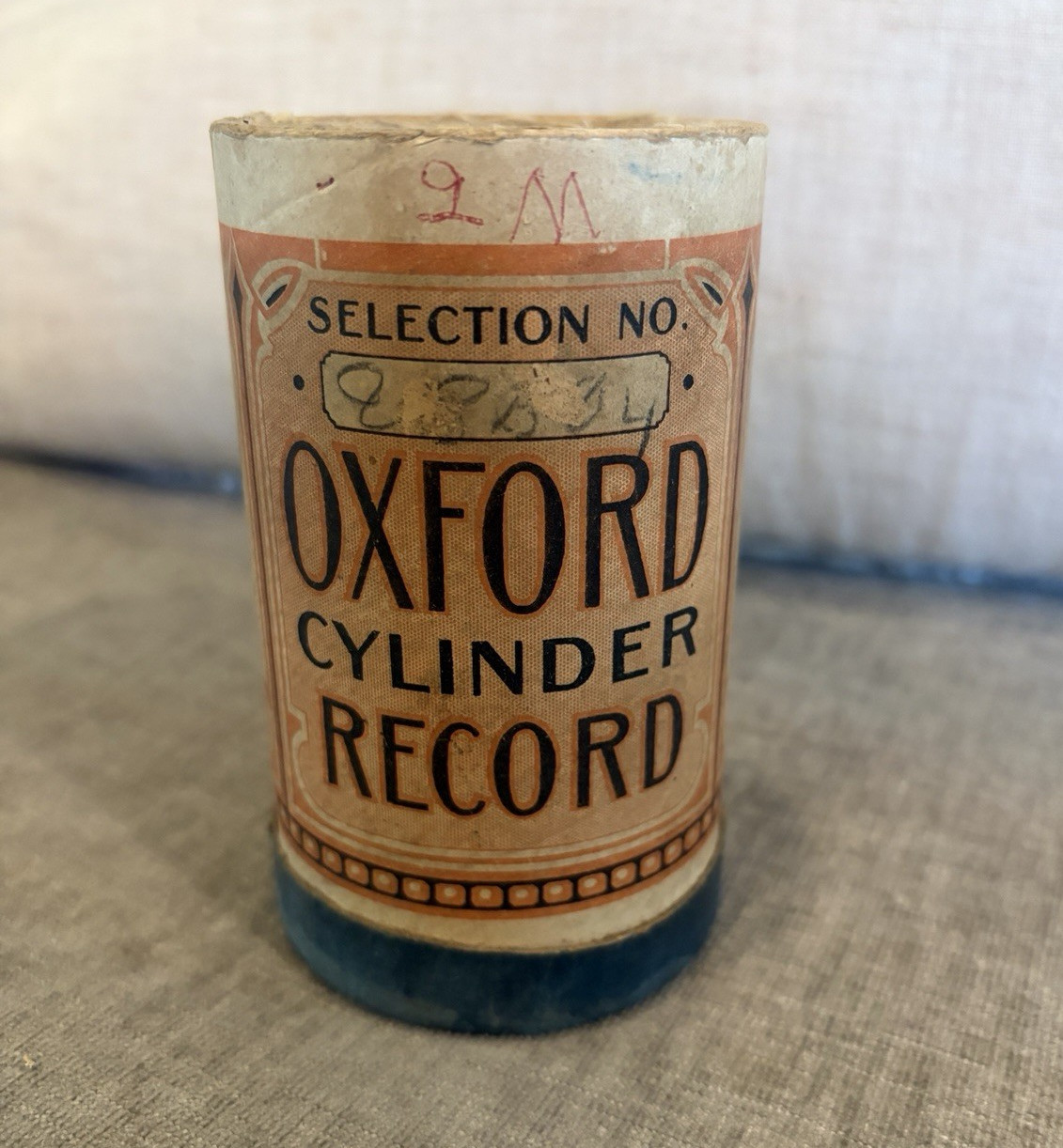 Antique Oxford 2 Minute Wax Cylinder Record w Original Tube Canister Untested