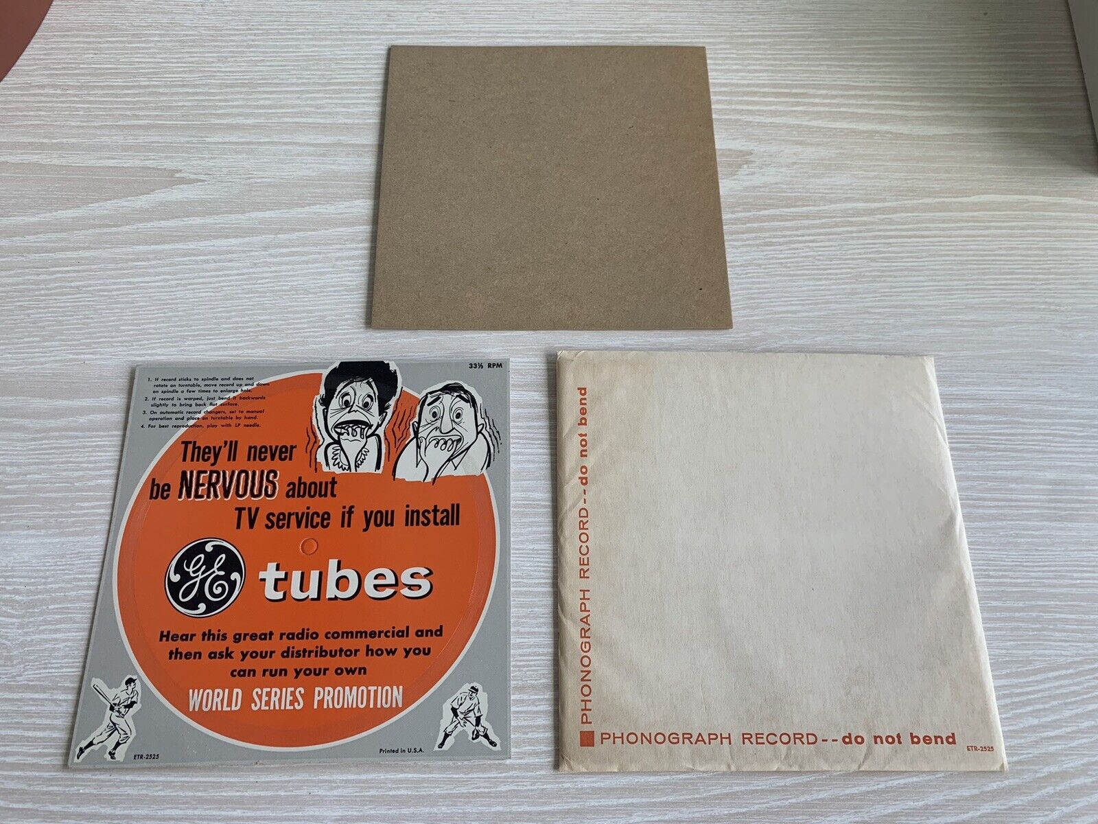 VINTAGE GE Tubes Radio Commercial Cardboard Record Lionel Dealer Advertising