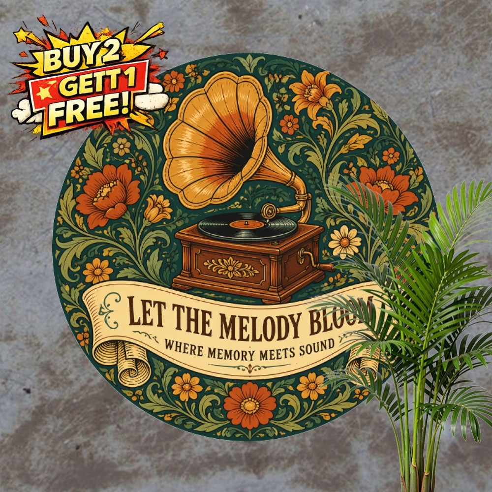 Music Lyrics Antique Floral Pattern Quote Retro Round Metal Tin Sign Decor 8x8