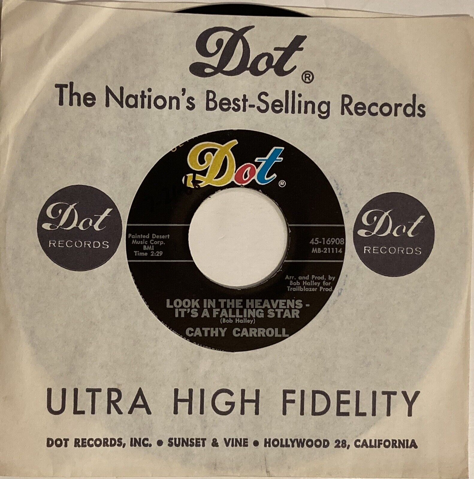 Cathy Carroll – Look In The Heavens It\'s A Falling Star – Dot Records – 45-16908