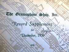 1939 GRAMOPHONE SHOP CATALOG 2x Record Supplement CHRISTMAS ISSUE DECEMBER & NOV picture