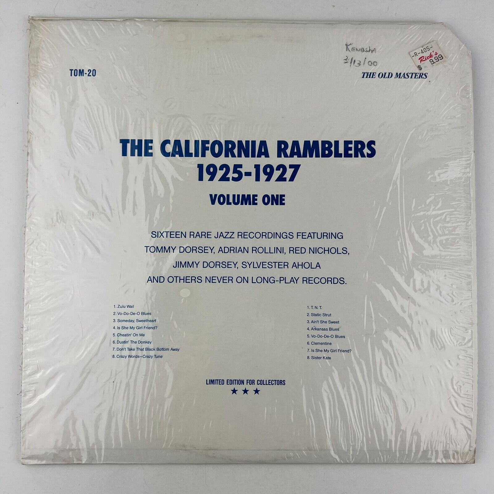 The California Ramblers – 1925-1927 Volume One Vinyl LP Record Album TOM-20